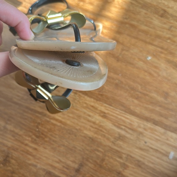 Kate Spade Black and Gold Bow Jelly Sandals - Picture 5 of 5